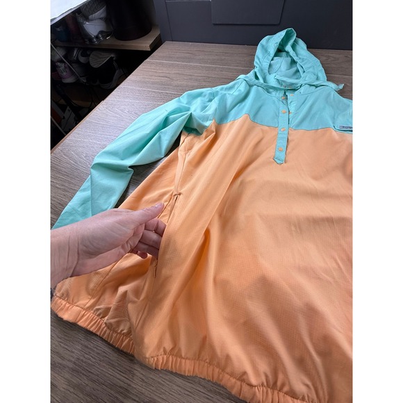 Columbia PFG Women's Tamiami Colorblock Half Snap Pullover Hooded Windbreaker L - Picture 13 of 14